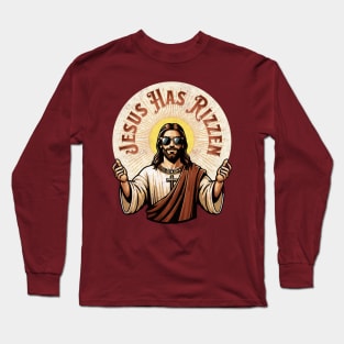 Jesus Has Rizzen - Retro Vintage Risen Christian Faith Funny Long Sleeve T-Shirt
